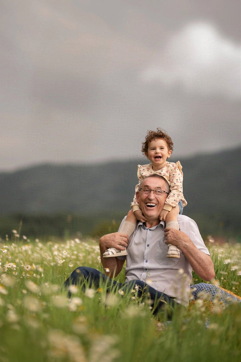 Wiosenna sesja z dziadkiem Wadowice Joanna Sordyl