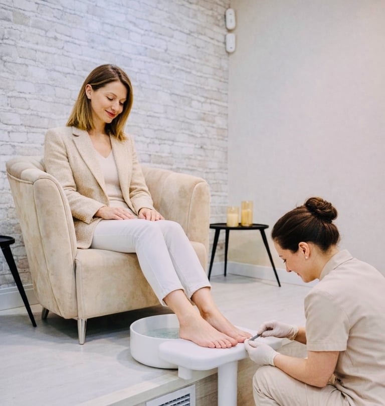 Tratamiento de pedicura relajante en salón de belleza en Chamberí