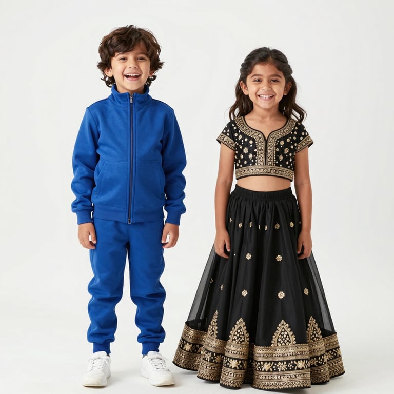 Six young children walking toward a large beige glamping tent at a summer campsite.