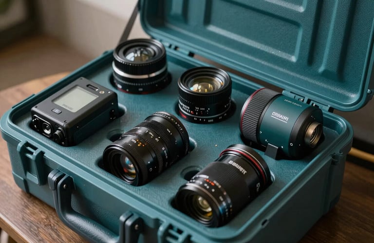 A photograph of professional-grade, specialized pest control equipment, neatly organized in a clean, Dark Teal case. The equipment is polished and modern, signifying high efficiency and technological reliability.