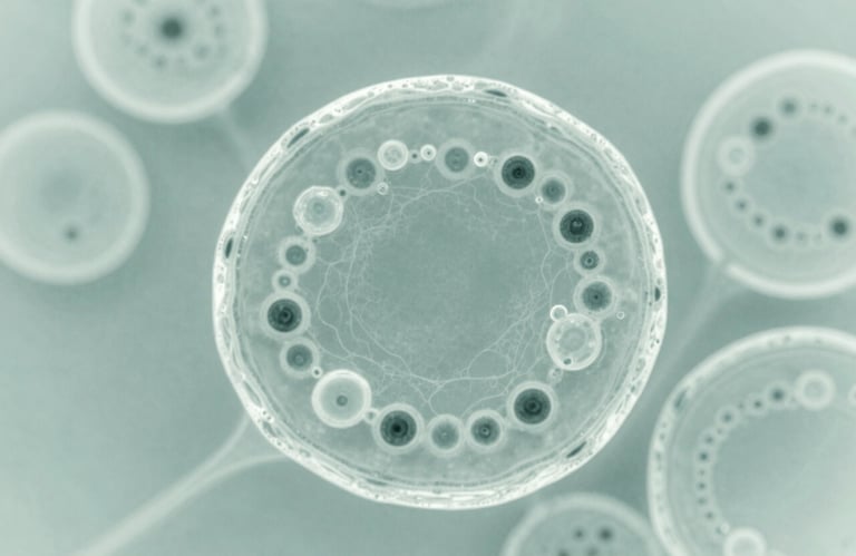 A high-resolution microscopic image of botanical cells, showcasing the purity and structure of natural heritage. Scientific and sophisticated style, featuring #3C6B6D and #F0F5F2.