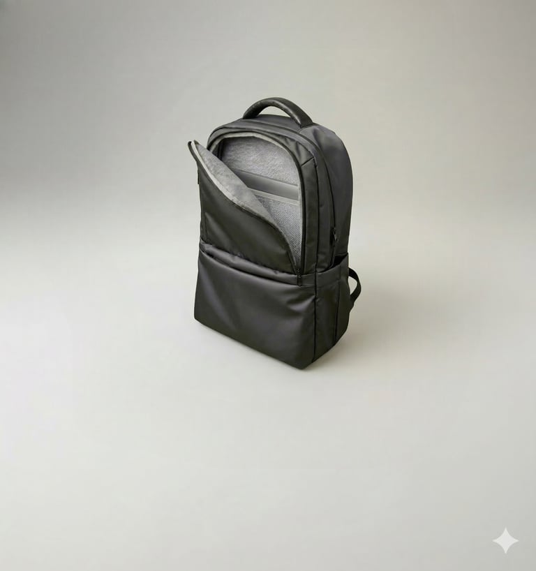 Mochila ejecutiva gris estructurada con compartimento para laptop y cuadernos