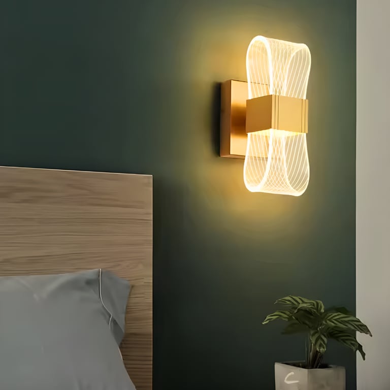 Nordic luxury wall lamp LED bedside light in gold, stylish home decor for modern living room.