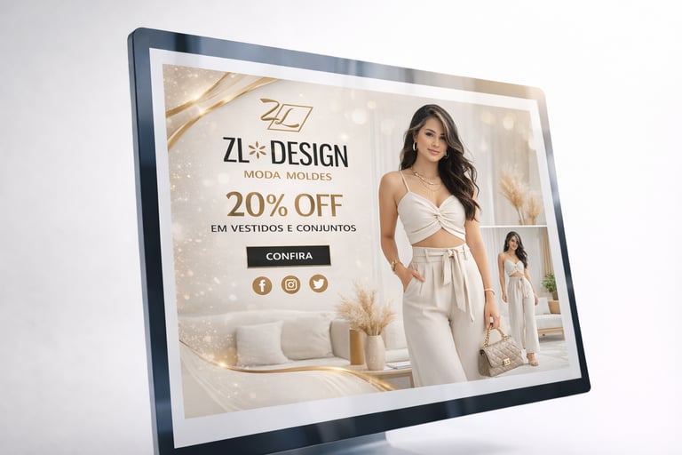 banner promocional de moda criado para campanha digital de marca de roupas