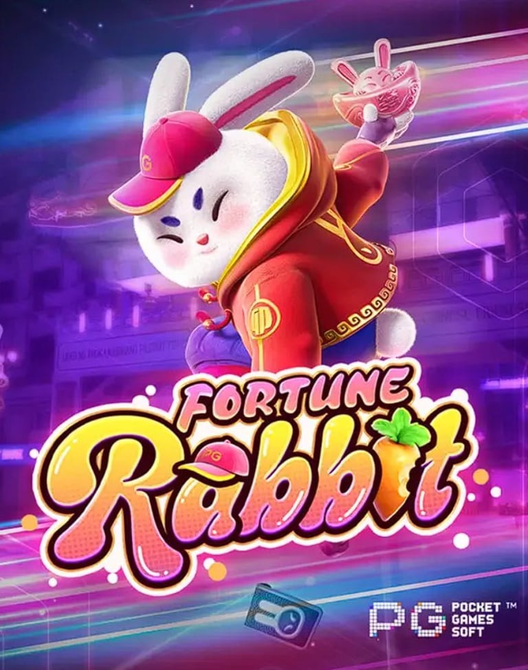 Banner promocional do Jogo do Coelhinho – Fortune Rabbit da PG Soft com coelho dourado da sorte