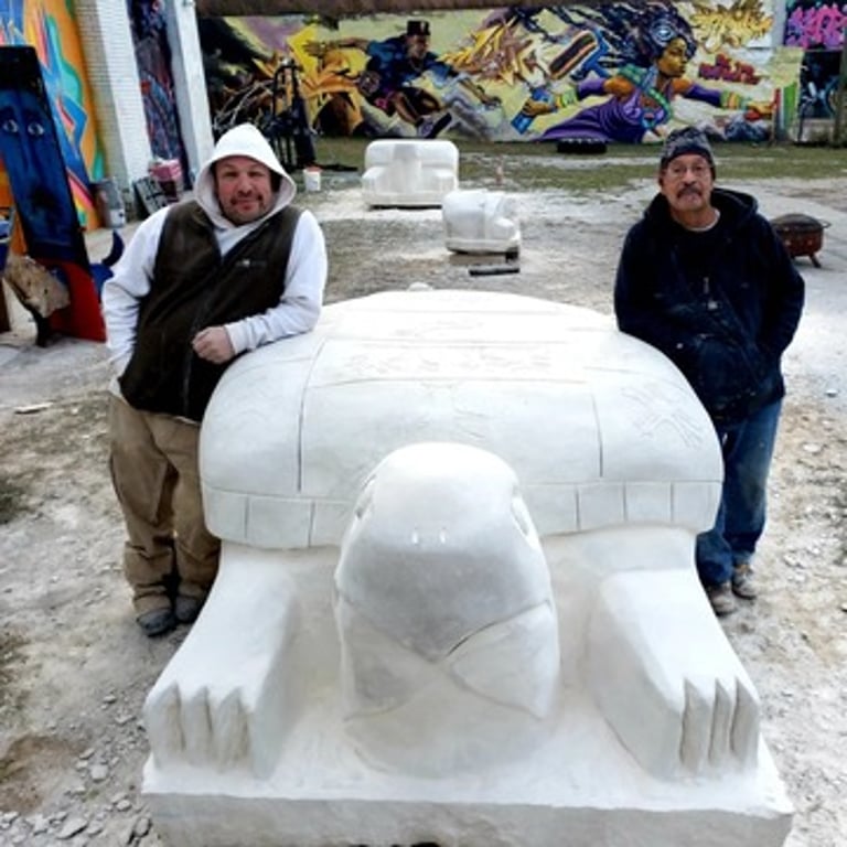 Escultores con tortuga potowatomy