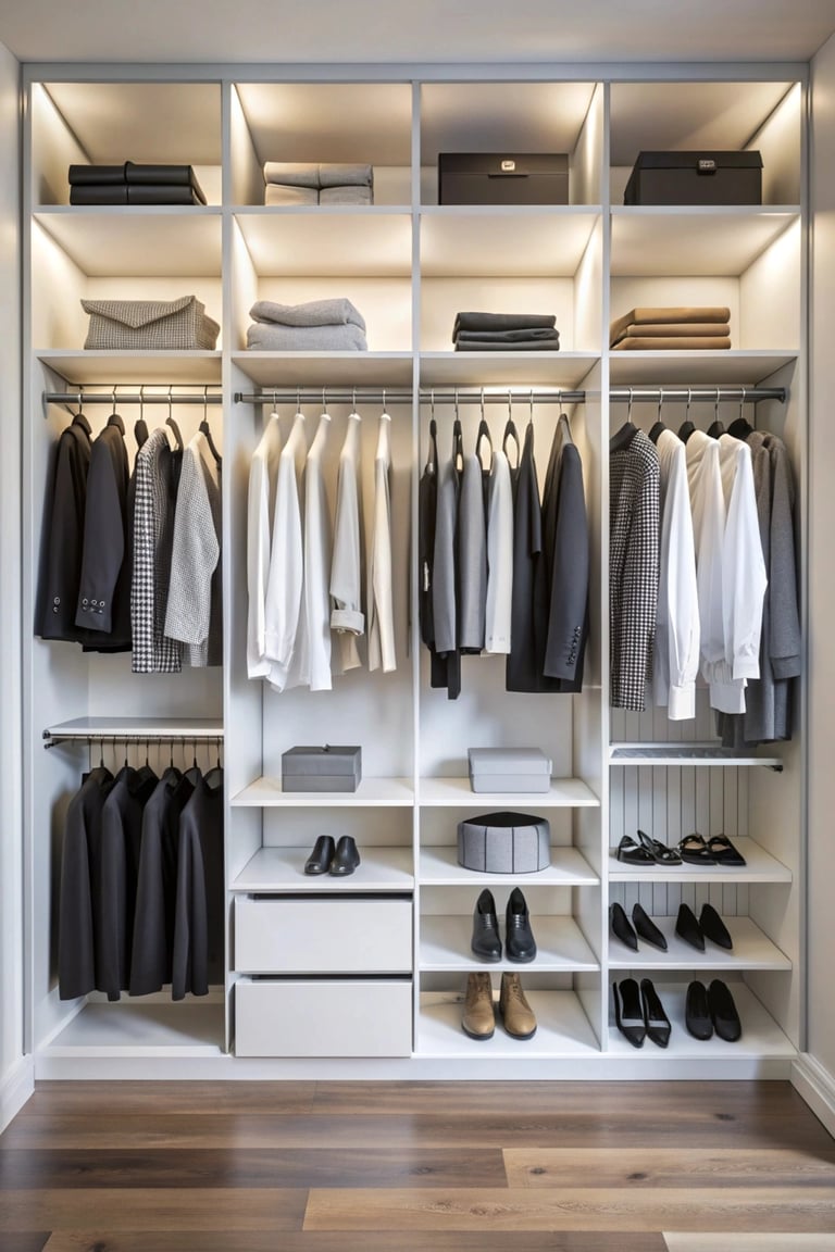 Dressing sur mesure et pose de parquet d'un appartement au 77