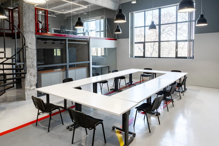 Réalisation de peinture et pose sol pvc pour une salle de réunion à Chessy