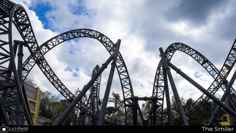 Empty track of the smile roller-coaster 