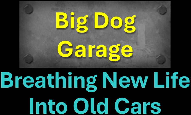 Big Dog Garage, Car Projects, Dogs, Corvette, VW Beetle, 1953 Chevy Wagon logo