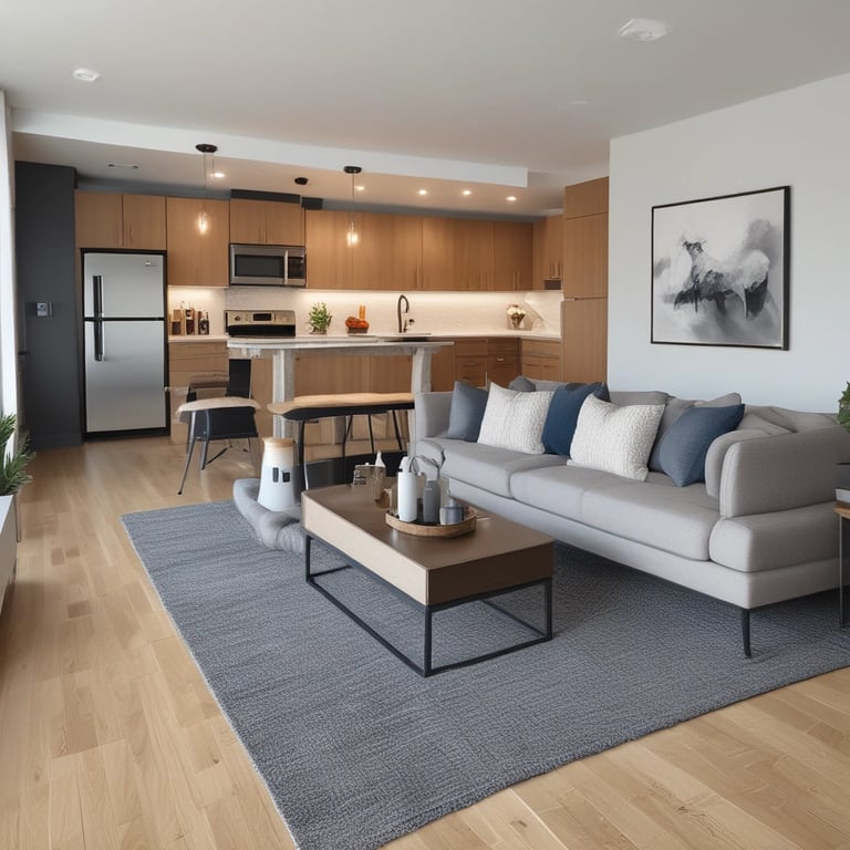 Elegant office space with luxury vinyl flooring and contemporary furniture.