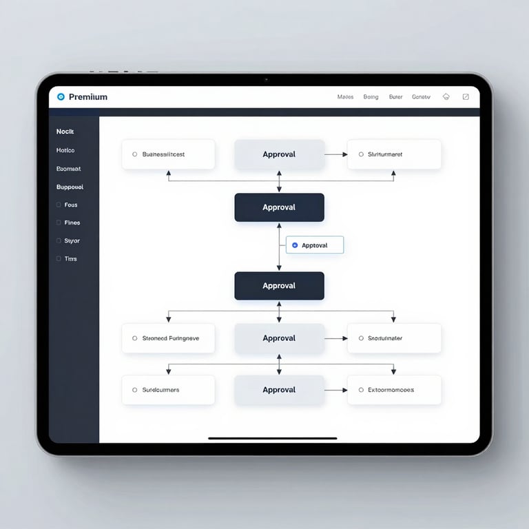 Minimalist abstract art symbolizing smooth business process automation in taupe and charcoal.