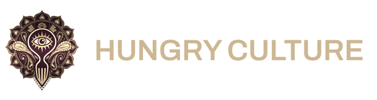 Hungry Culture logo: a detailed mandala featuring an eye and a fork icon with the name 'HUNGRY CULTURE' text in gold