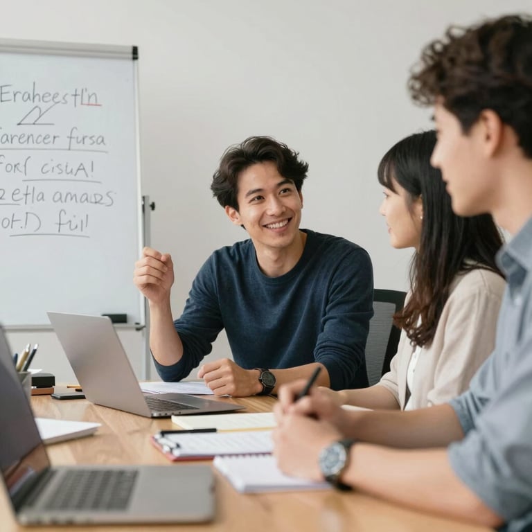 Students collaborating in a modern classroom setting at Entrepreneurial Mindset Academy.