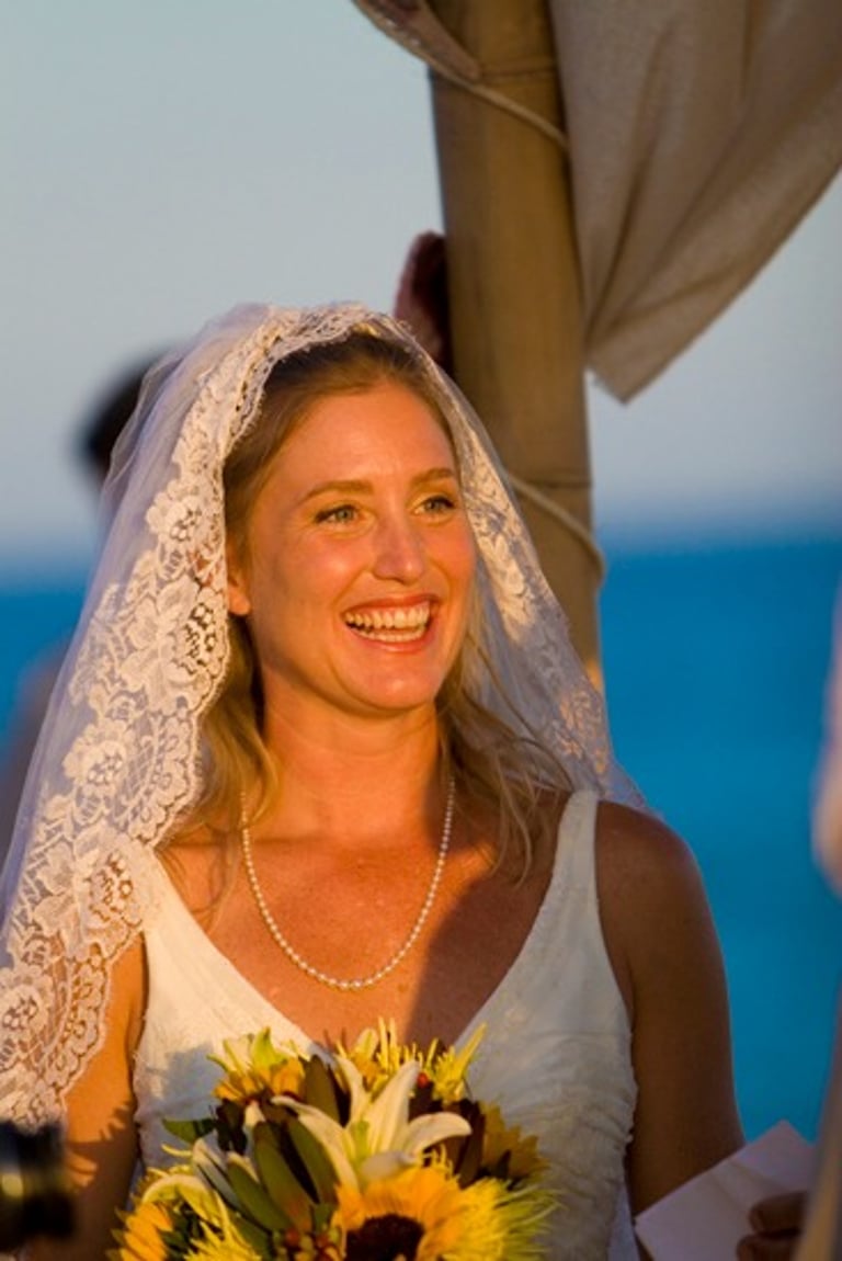 Beach Destination Wedding. Radiant Bride. Smiling. San Jose del Cabo, Mexico.