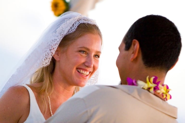 Beach Destination Wedding. Radiant Bride and Groom. Smiling. San Jose del Cabo, Mexico.