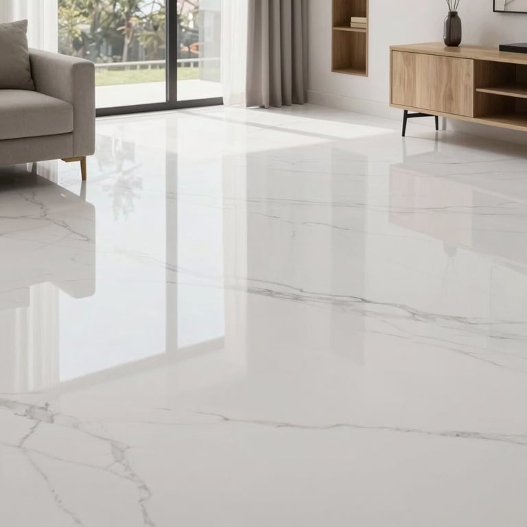 Close-up of a durable epoxy floor surface showing its smooth, glossy finish.