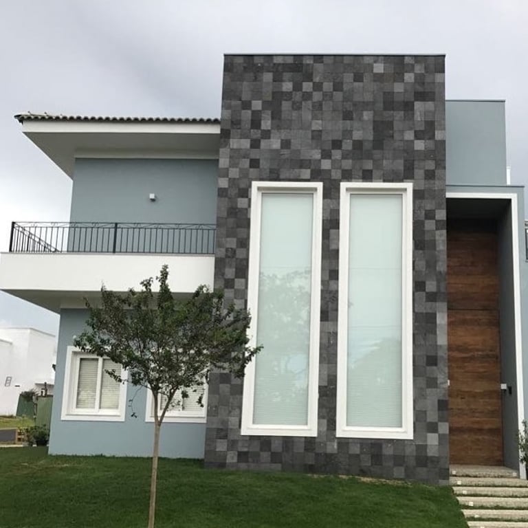 Black lava stone wall