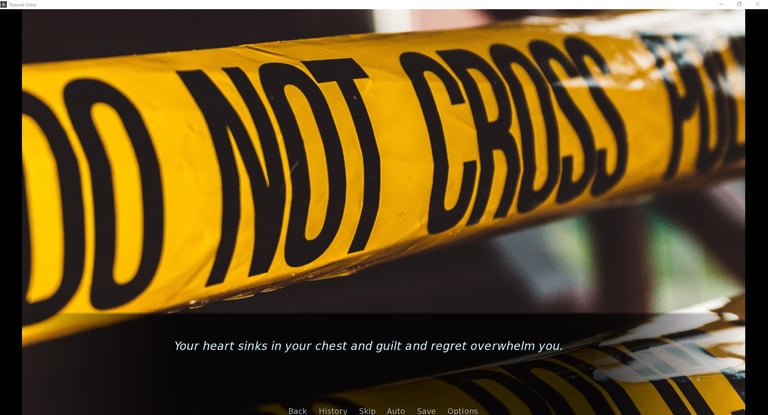 Wide yellow tape stretched across a crime scene and warning "DO NOT CROSS"