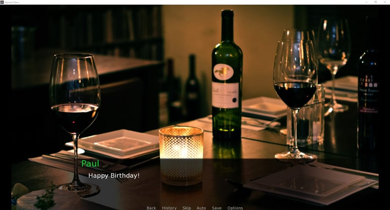 An elegant candle-lit table in a restaurant featuring a bottle of red wine