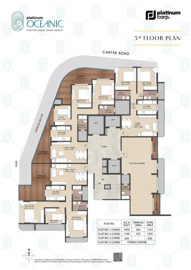 Third Floor Plan Typical floor plan, Platinum Oceanic, Khar Danda, Carter Road, Khar West