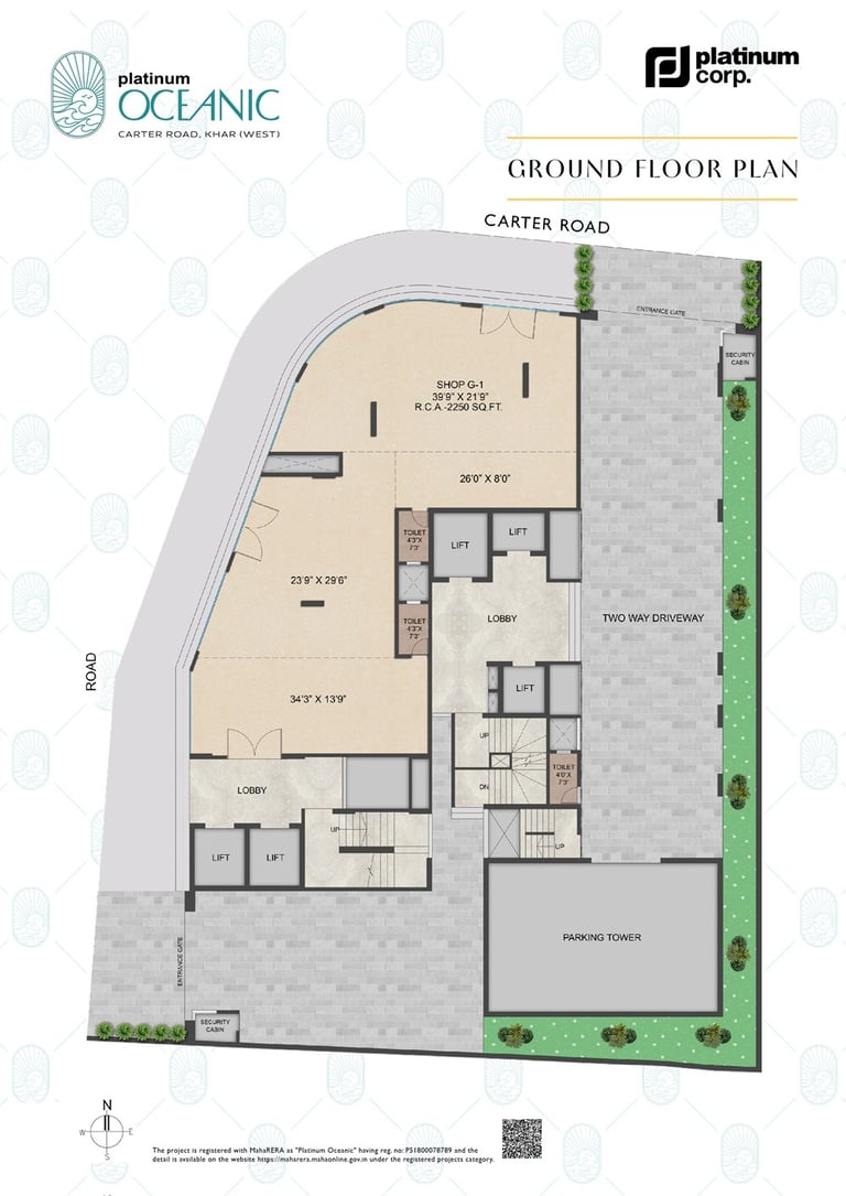 Ground floor plan, Platinum Oceanic, Khar Danda, Carter Road, Khar West
