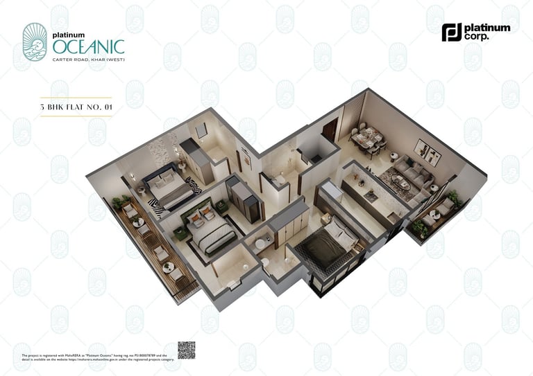 Floor Plan, Platinum Oceanic, Khar Danda, Carter Road, Khar West