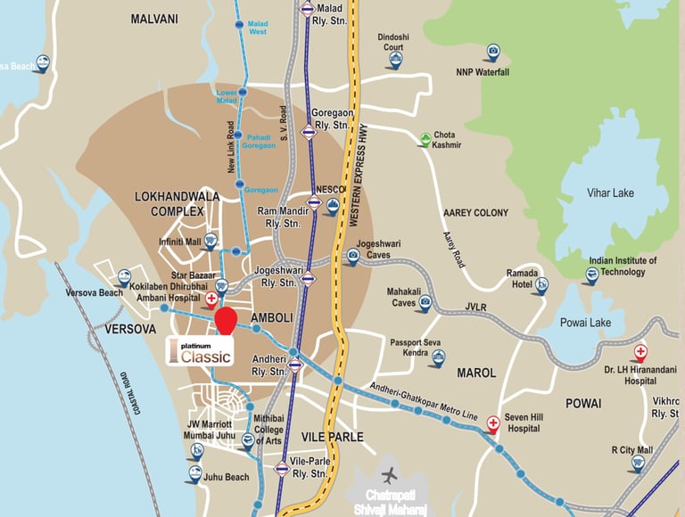 LOCATION PLATINUM CLASSIC ANDHERI WEST, PLATINUM CORP, PLATINUM CLASSIC, DN NAGAR, ANDHERI WEST