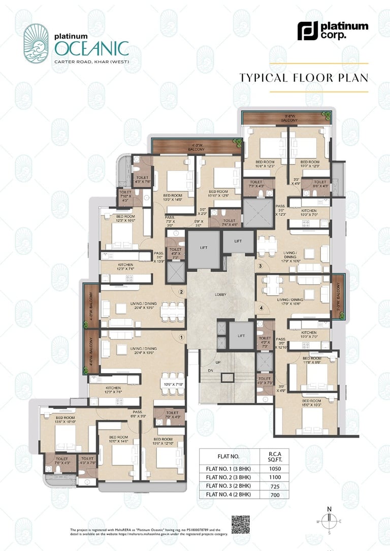 Typical floor plan, Platinum Oceanic, Khar Danda, Carter Road, Khar West