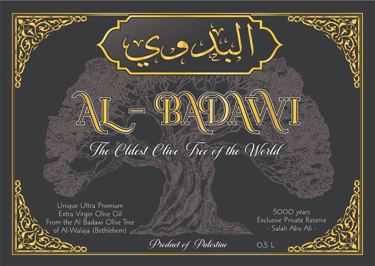 AL-BADAWI  extra virgin olive oil of Palestine logo