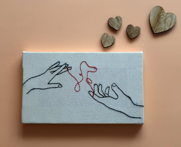 Cuadro bordado Hilo rojo