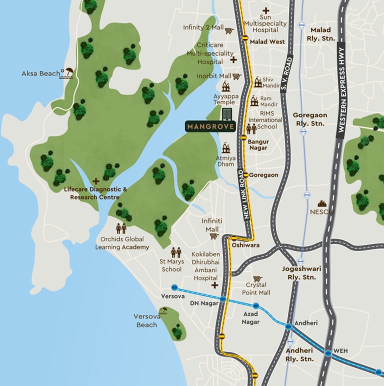 LOCATION KUMAR VIBE MANGROVE GAOREGAON WEST, VIBE REALTY MANGROVE, BANGUR NAGAR, GOREGAON WEST