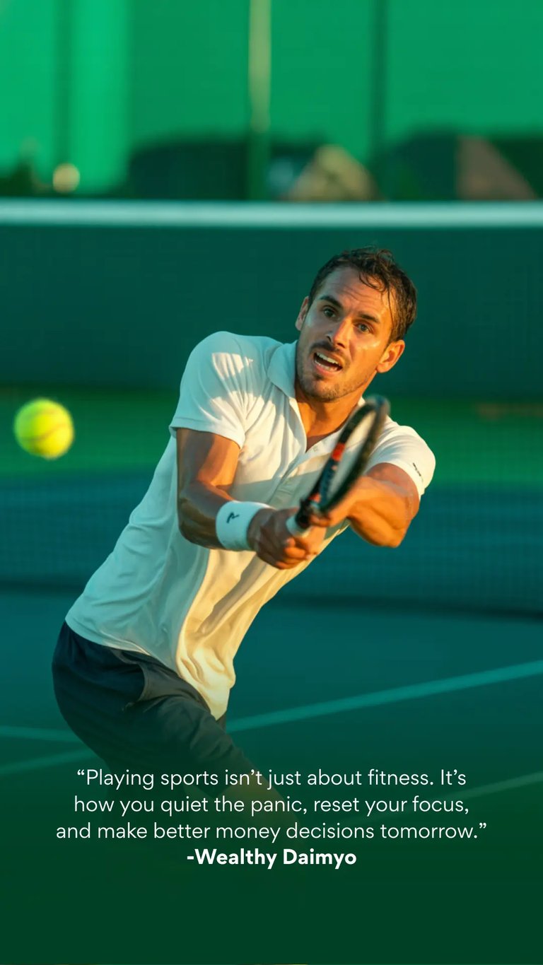 Man playing tennis to release work stress