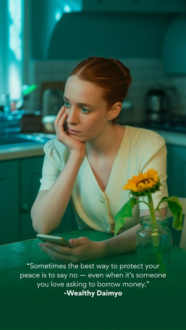 Woman saying no to financial pressure at home