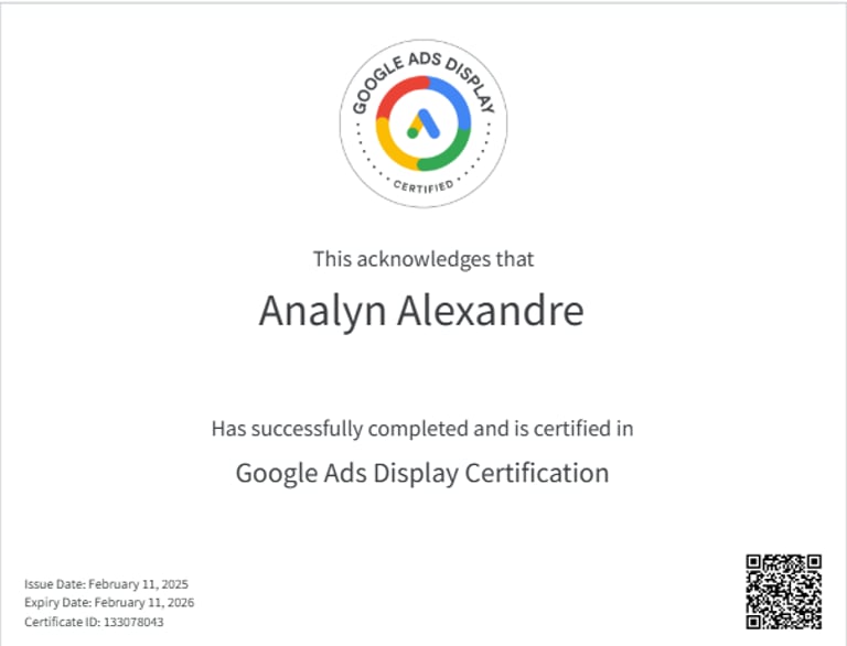 Google Ads Display Certification — Analyn Alexandre