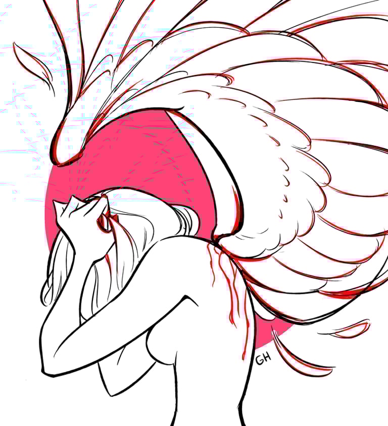 Original digital illustration by WeirdoTime (Griffin Hanosh) titled Growing Pains