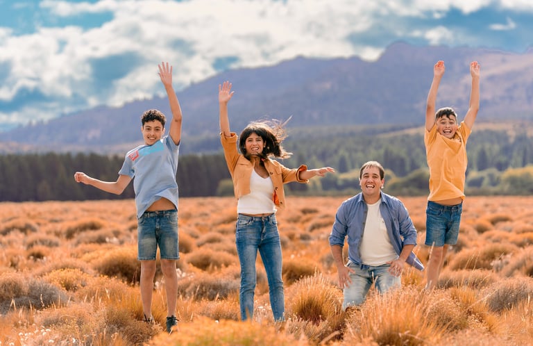 Sesión de fotos para familias en Bariloche. Fotografía familiar