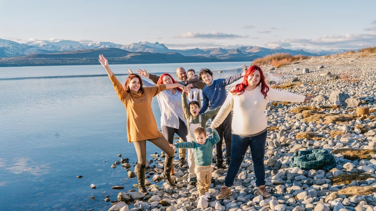 Sesión de fotos para familias en Bariloche. Fotografía familiar