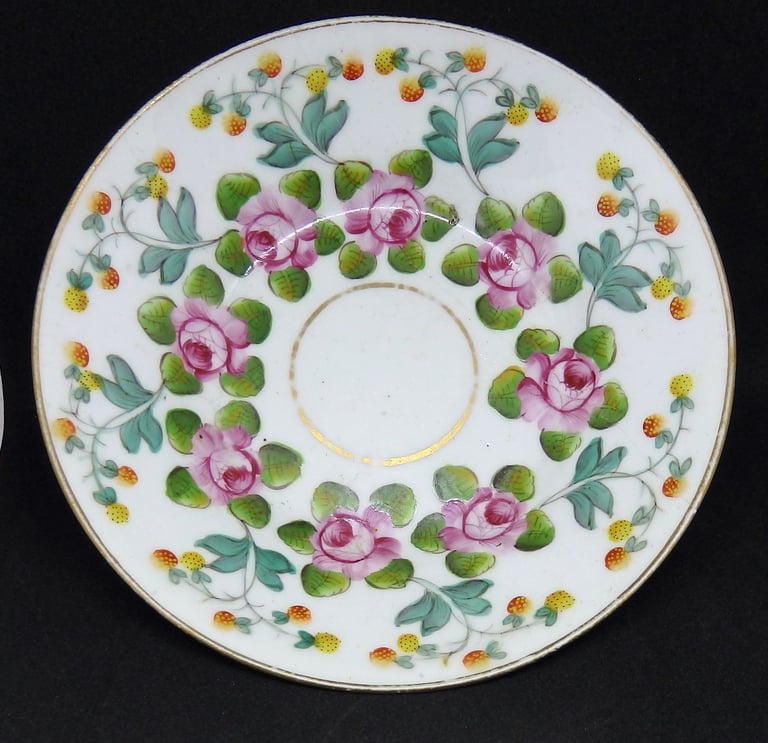 New Hall floral saucer pattern 2066 after conservation