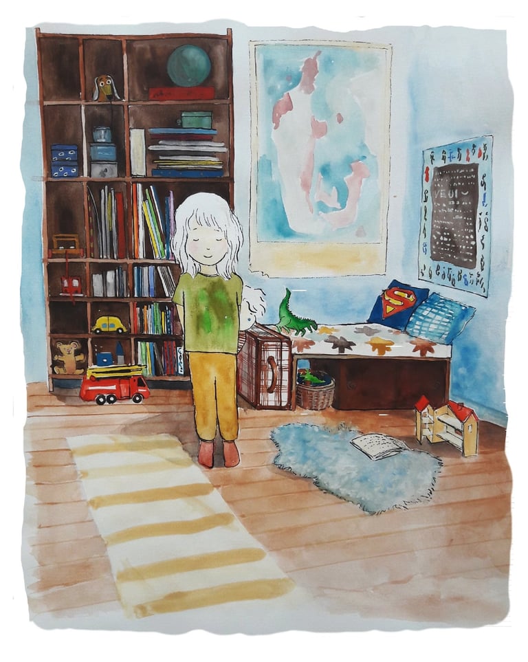 children's room; watercolour on paper