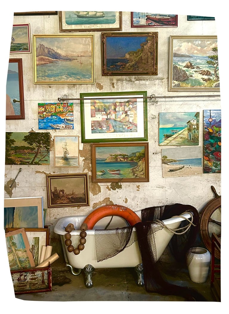 fresque, aménagement intérieur, brocante, vintage artiste Marseille , mer méditerranée