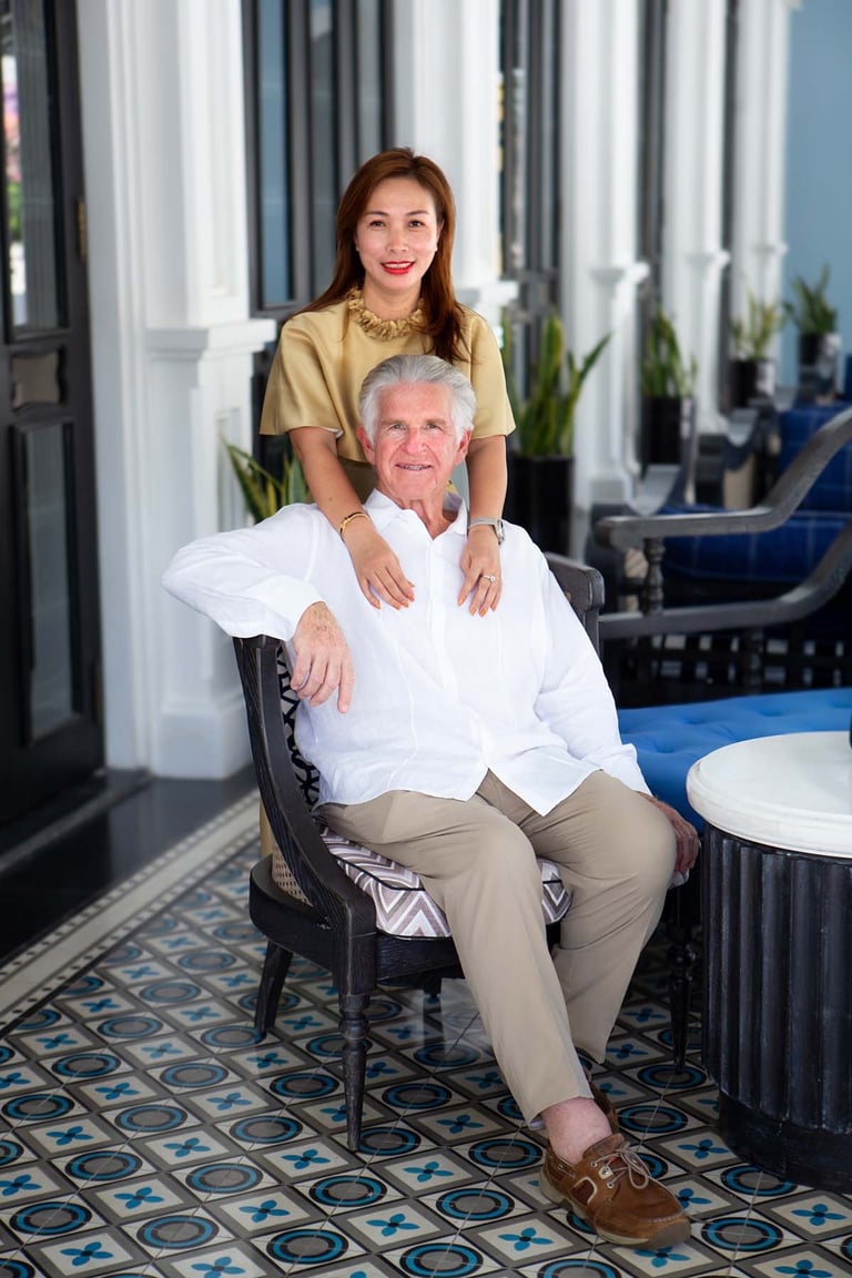 Elegant couple portrait at Marriott terrace on Phu Quoc