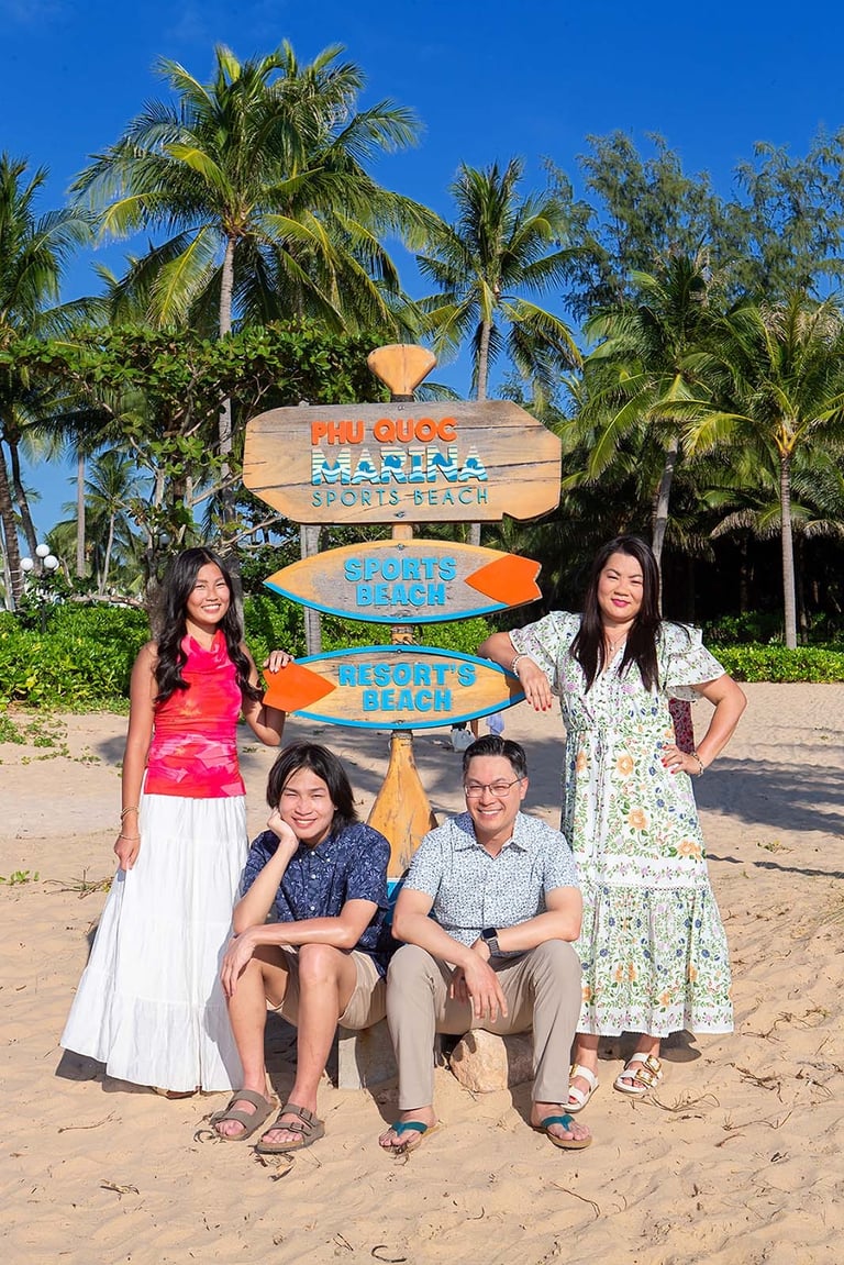 Family photoshoot at Phu Quoc Marina Sports Beach