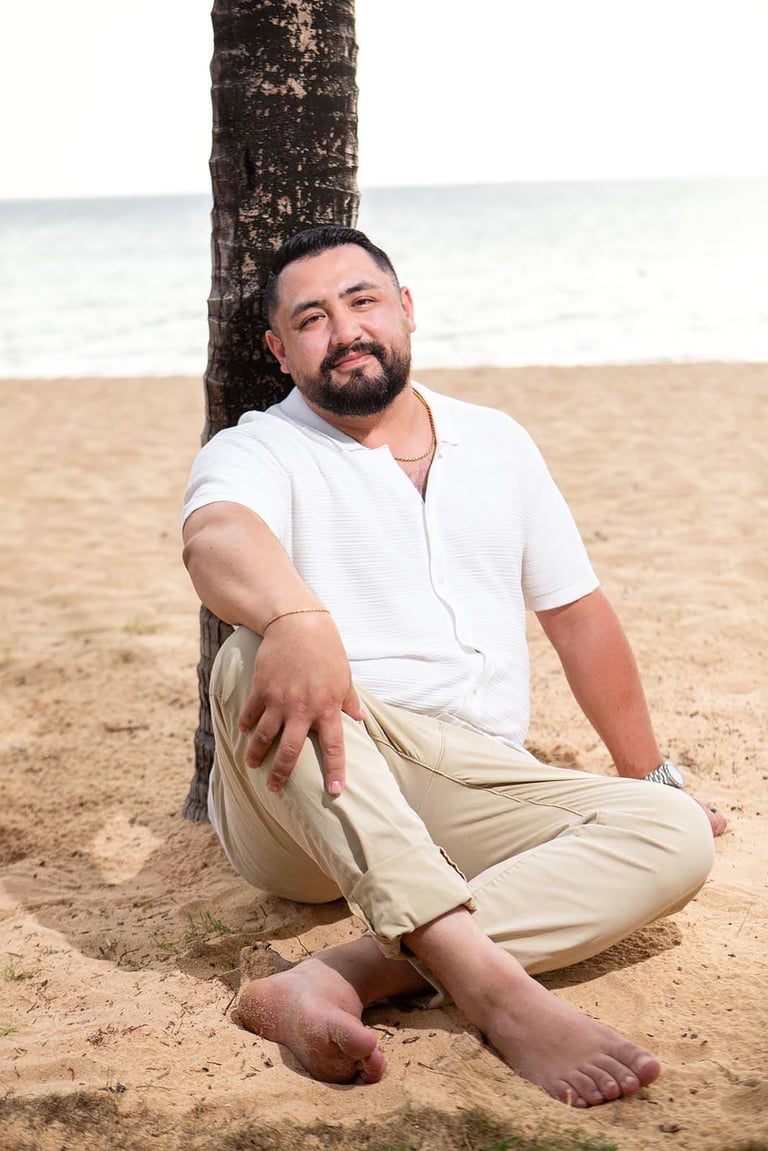 Traveller portrait on Long Beach near The Shells Resort