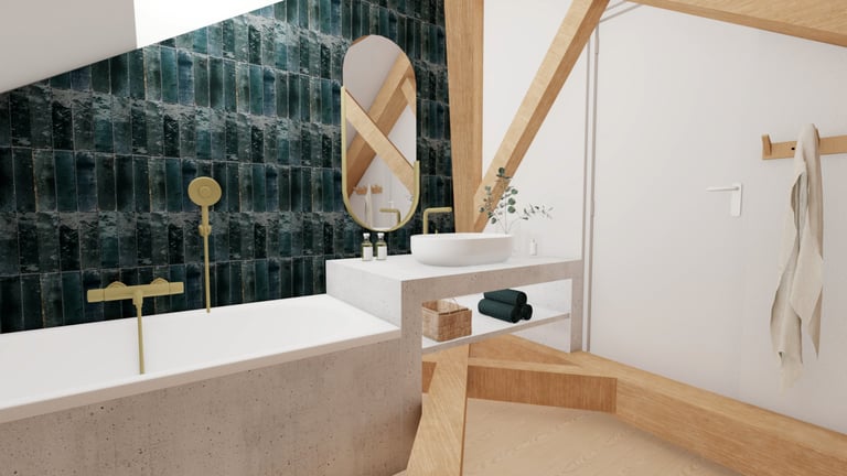 salle de bain aménagé sous combres