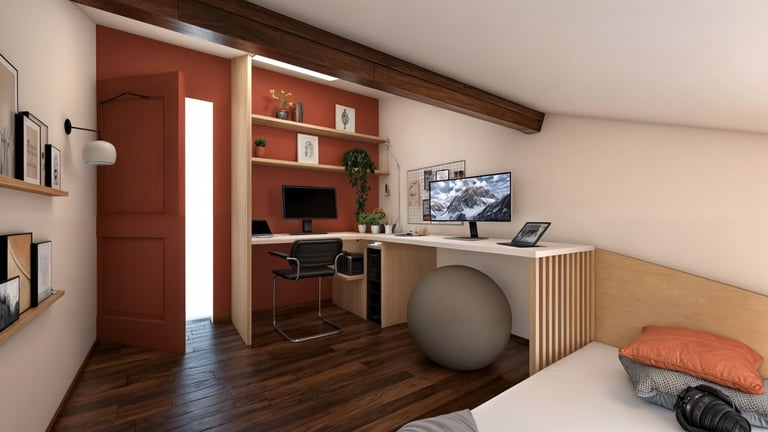 maquette 3D de bureau télétravail
