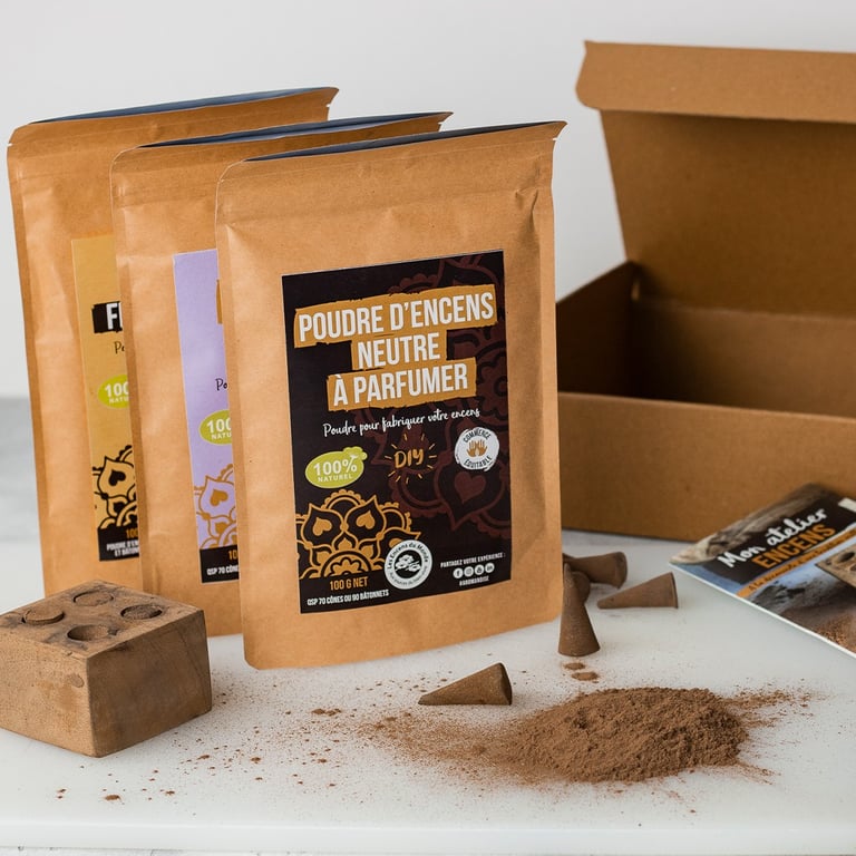 Trois Sachets ENCENS Aromandise, design Marion Guizzardi, directrice artistique, Montpellier. Photo Océane Duveau.