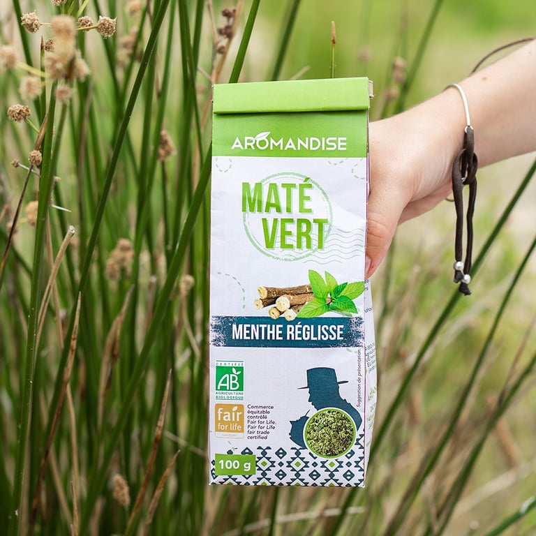 Maté vert menthe réglisse, packaging par Marion Guizzari, directrice artistique, Montpellier. Photo Océane Duveau.