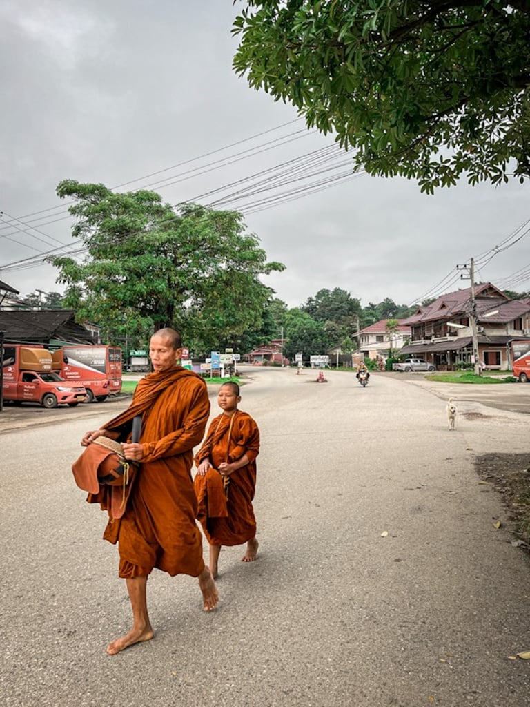Monks walking the streets of Chiang Mai
