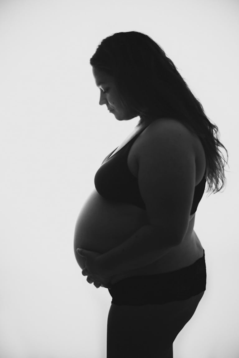 pregnant woman black and white